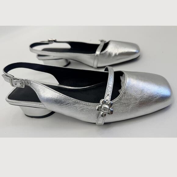 Silver Mary Jane Block Heels Lisa Says Gah Mackie 7.5 - Picture 6 of 9